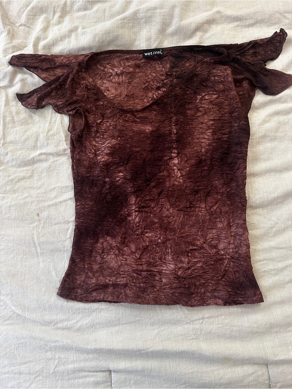 Vintage y2k Fairycore Grunge Asymmetrical Top with Flowy Sleeves - Brown